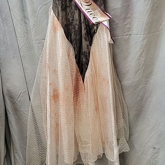 Gothic/Carrie/Prom Queen zombie dress with wig & crown - Picture 5 of 8